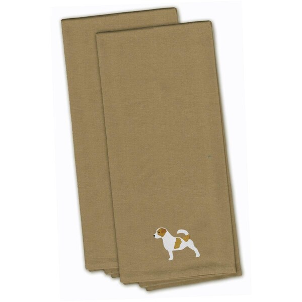Carolines Treasures Jack Russell Terrier Tan Embroidered Kitchen Towel - BB3407TNTWE