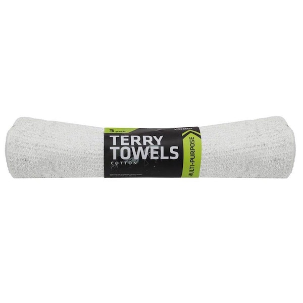 Fine-Line 17 x 14 in. Cotton Terry Towels, White, 3PK - FI3304878