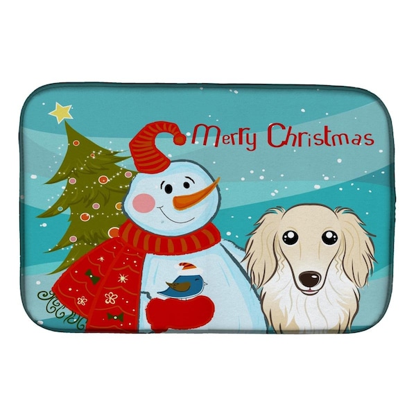 Carolines Treasures Snowman With Longhair Creme Dachshund Dish Drying Mat - BB1832DDM