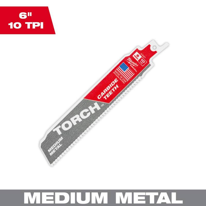 Milwaukee 6 pulgadas 10 TPI Hoja de sierra de vaivén para metal mediano con carburo de tungsteno (Paquete de 1) - 48-00-5251