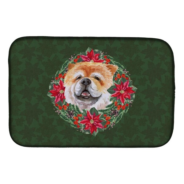 Carolines Treasures Cane Corso Poinsetta Wreath Dish Drying Mat - CK1561DDM