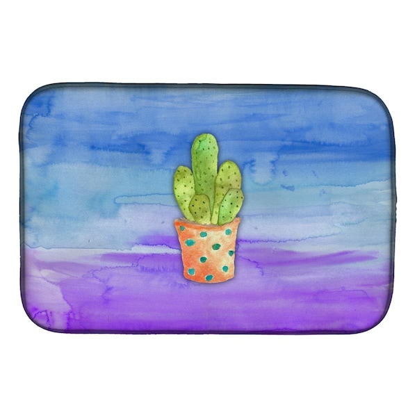 Carolines Treasures Cactus Blue & Purple Watercolor Dish Drying Mat - BB7363DDM