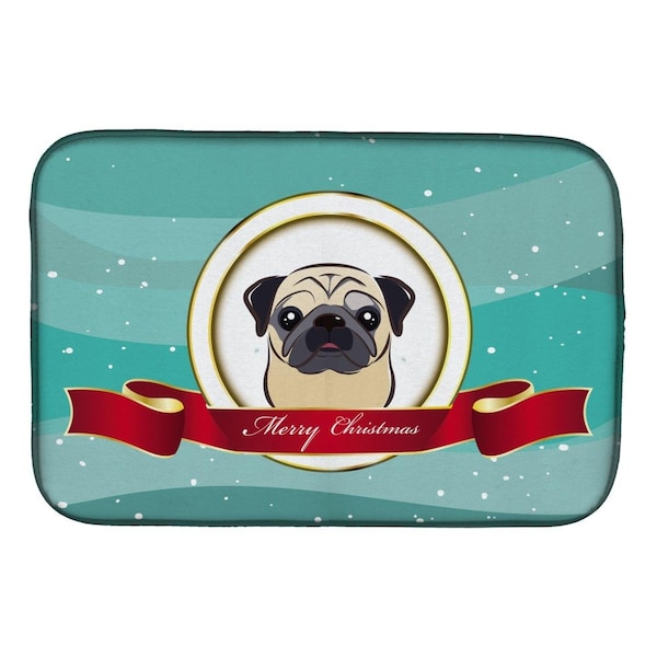Carolines Treasures Fawn Pug Merry Christmas Dish Drying Mat - BB1572DDM