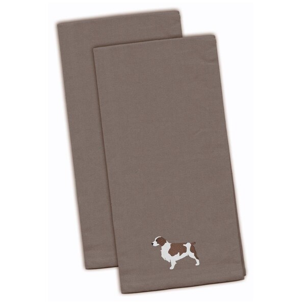 Carolines Treasures Welsh Springer Spaniel Gray Embroidered Kitchen Towel - BB3400GYTWE
