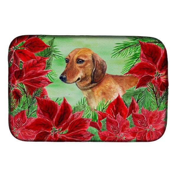 Carolines Treasures Dachshund Poinsettas Dish Drying Mat - CK1300DDM