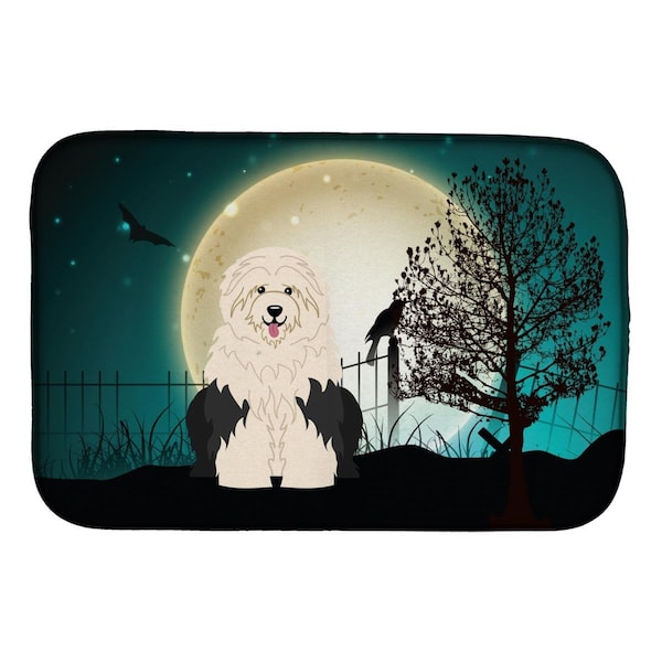 Carolines Treasures Halloween Scary Old English Sheepdog Dish Drying Mat - BB2286DDM