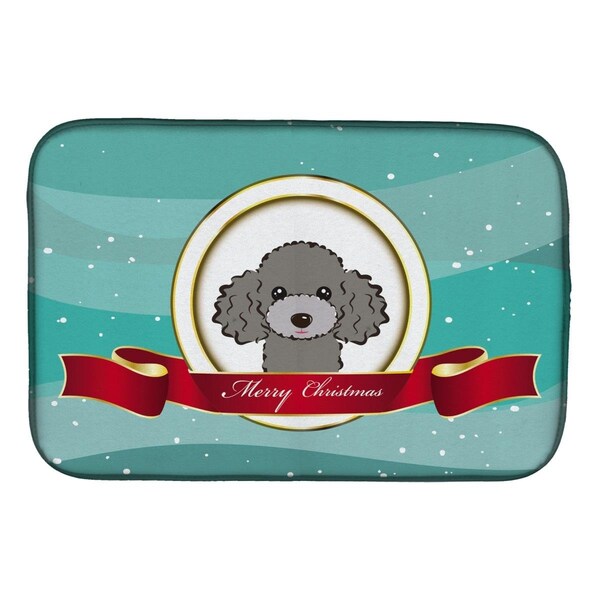 Carolines Treasures Silver Gray Poodle Merry Christmas Dish Drying Mat - BB1569DDM