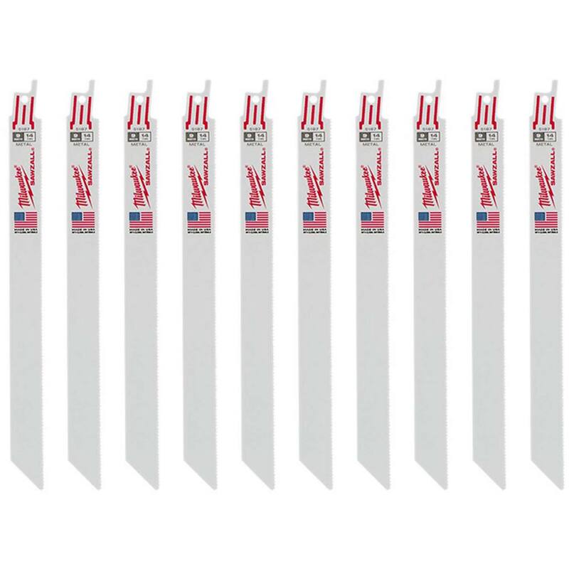 Milwaukee 9 pulgadas 14 TPI Hojas de sierra de vaivén para corte de metal mediano (paquete de 10) - 48-00-5187-10X