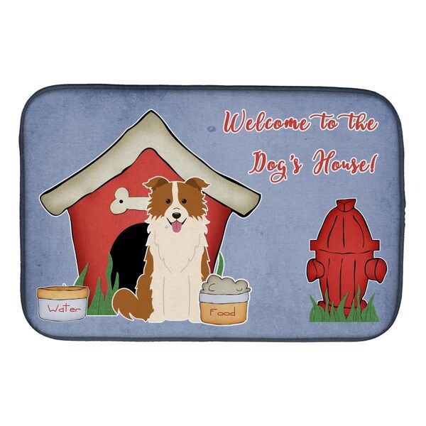 Carolines Treasures Dog House Collection Border Collie Red White Dish Drying Mat - BB2873DDM