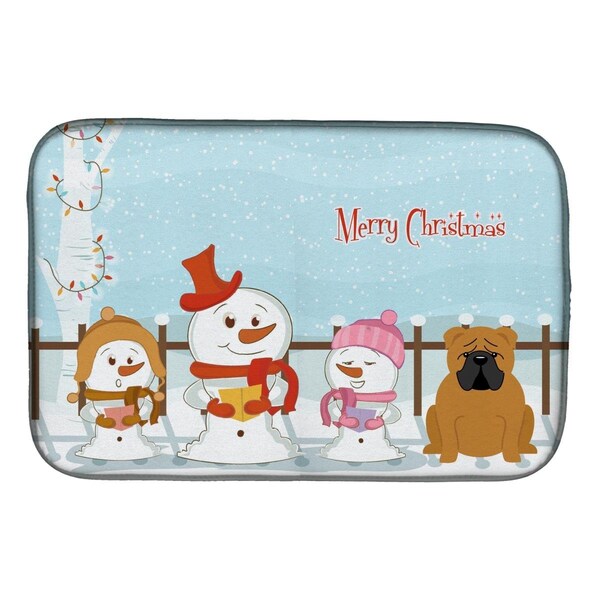 Carolines Treasures Merry Christmas Carolers English Bulldog Red Dish Drying Mat - BB2453DDM
