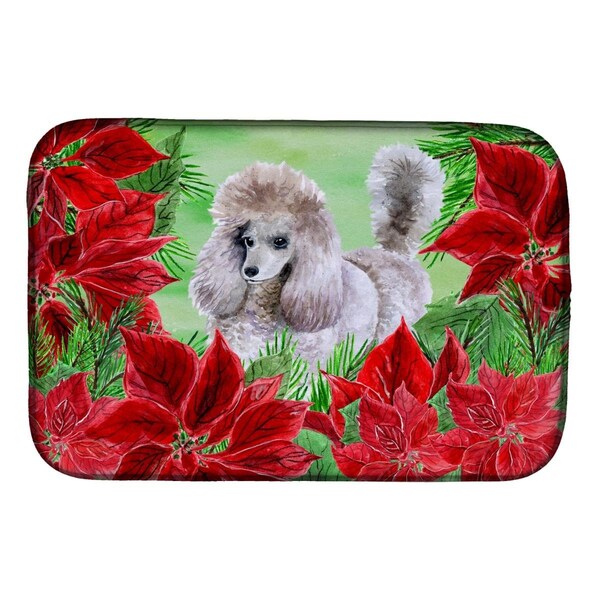 Carolines Treasures Poodle Poinsettas Dish Drying Mat - CK1313DDM