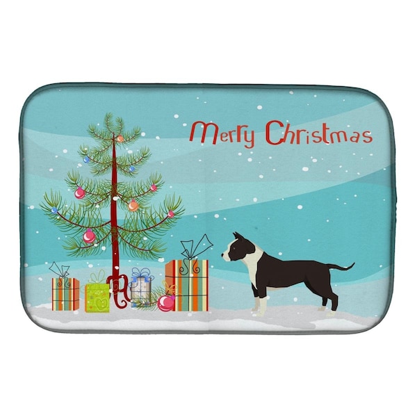 Carolines Treasures American Staffordshire Terrier Christmas Tree Dish Drying Mat - CK3515DDM