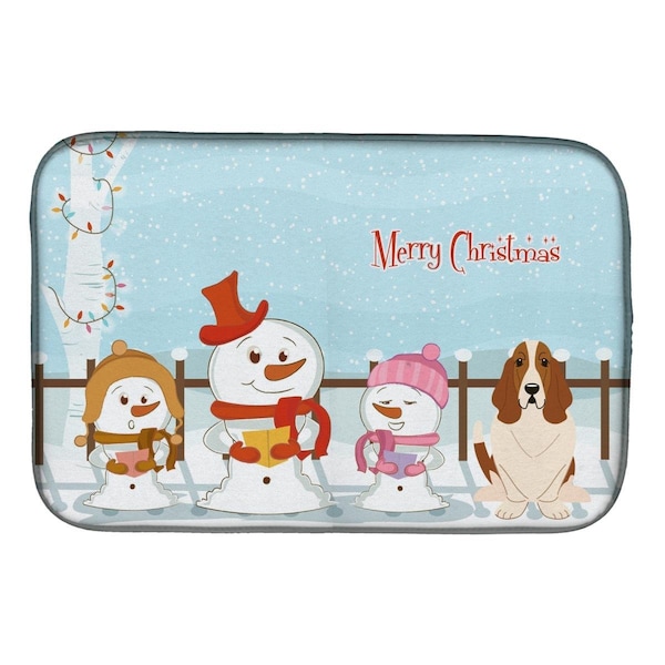 Carolines Treasures Merry Christmas Carolers Basset Hound Dish Drying Mat - BB2352DDM