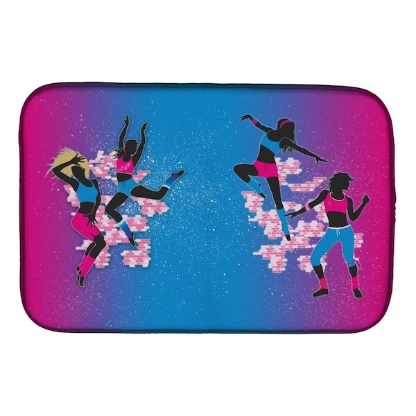 Carolines Treasures Hip Hop in Pink Blue Dish Drying Mat - BB5373DDM