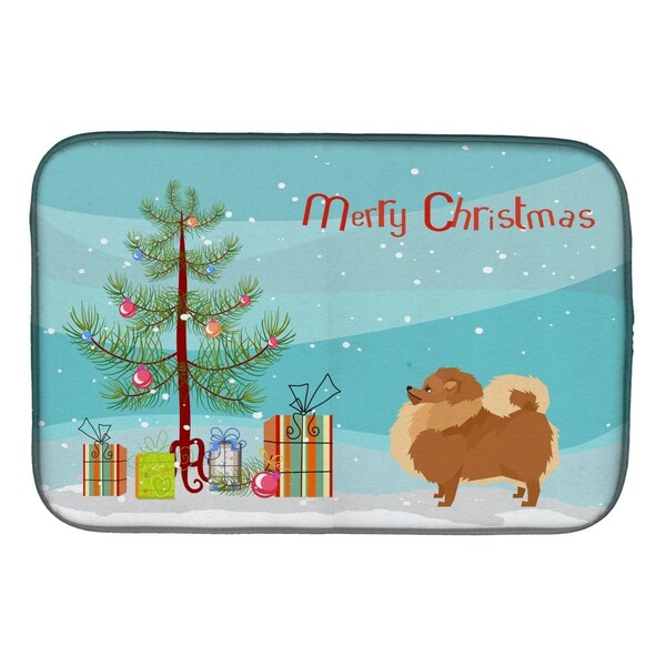 Carolines Treasures Pomeranian Christmas Tree Dish Drying Mat - CK3555DDM