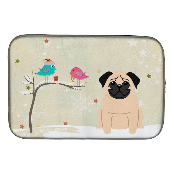 Carolines Treasures Christmas Presents Between Friends Pug Fawn Dish Drying Mat - BB2480DDM