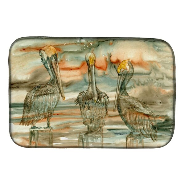 Carolines Treasures Pelicans on their Perch Abstract Dish Drying Mat - 8980DDM