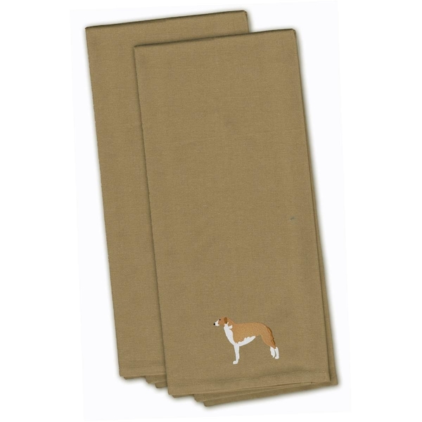 Carolines Treasures Borzoi Russian Greyhound Tan Embroidered Kitchen Towel - BB3399TNTWE