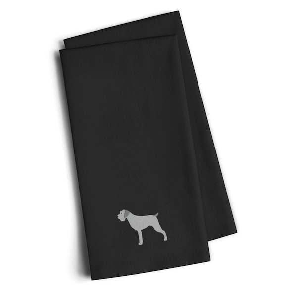 Carolines Treasures German Wirehaired Pointer Black Embroidered Kitchen Towel, Set of 2, 2PK - BB3411BKTWE