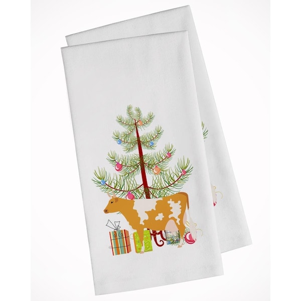 Carolines Treasures Guernsey Cow Christmas White Kitchen Towel, 2PK - BB9188WTKT