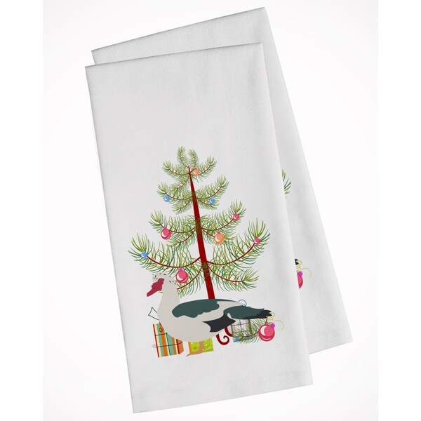 Carolines Treasures Muscovy Duck Christmas White Kitchen Towel, 2PK - BB9231WTKT