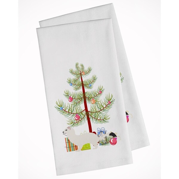 Carolines Treasures Stoat Short-tailed Weasel Christmas White Kitchen Towel, 2PK - BB9239WTKT