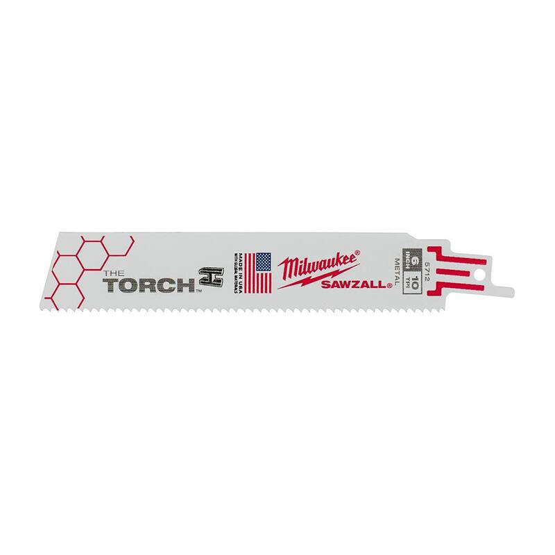 Juego de hojas de sierra reciproca bimetálica para corte de metal Milwaukee (16 piezas) con hoja de sierra reciproca TORCH Nitrus de 7 TPI de 9 pulgadas (paquete de 2) - 49-22-1216-48-00-5262-48-00-5262
