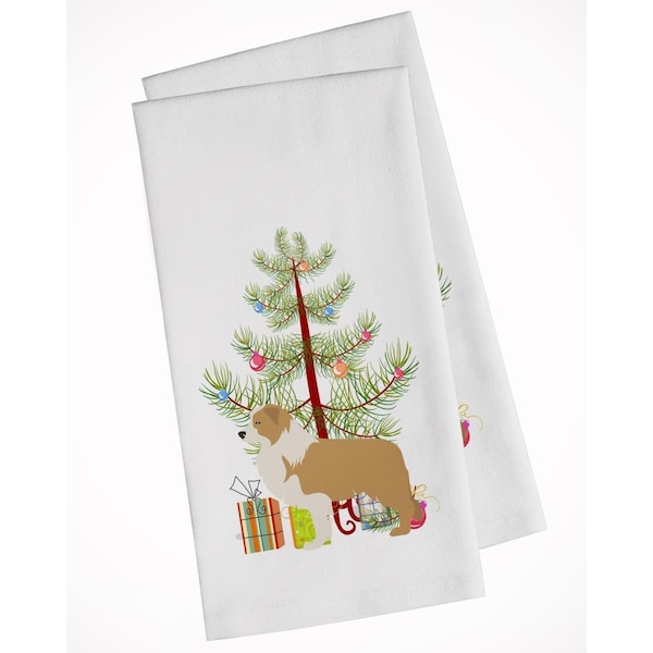 Carolines Treasures Red Border Collie Merry Christmas Tree White Kitchen Towel, 2PK - BB2940WTKT