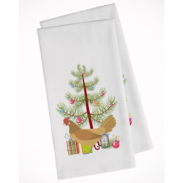 Carolines Treasures Frisian Friesian Chicken Christmas White Kitchen Towel, 2PK - BB9199WTKT