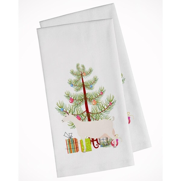 Carolines Treasures Saanen Goat Christmas White Kitchen Towel, 2PK - BB9256WTKT
