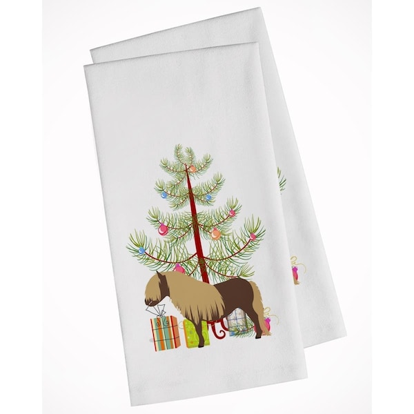 Carolines Treasures Shetland Pony Horse Christmas White Kitchen Towel, 2PK - BB9281WTKT