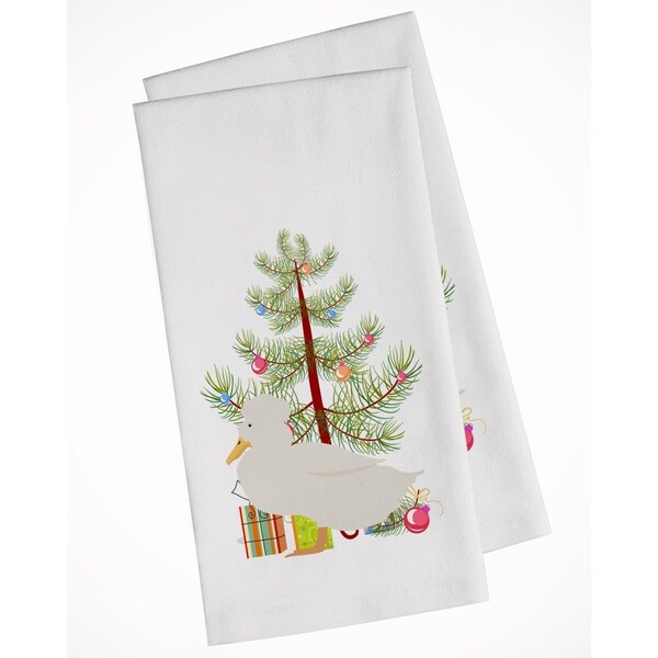 Carolines Treasures Crested Duck Christmas White Kitchen Towel, 2PK - BB9224WTKT