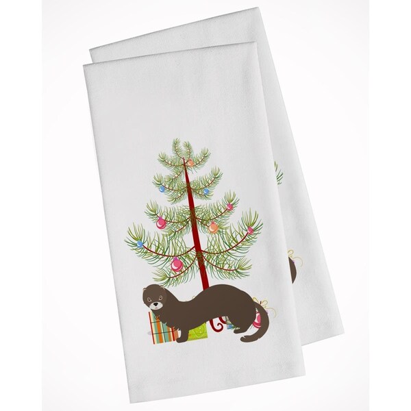 Carolines Treasures Russian or European Mink Christmas White Kitchen Towel, 2PK - BB9235WTKT