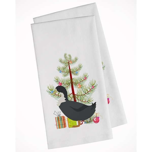 Carolines Treasures Blue Swedish Duck Christmas White Kitchen Towel, 2PK - BB9229WTKT