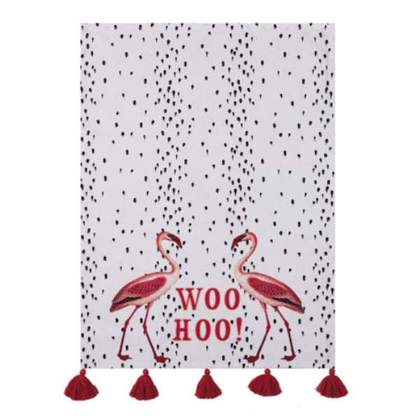 Peking Handicraft 18 x 25 in. Flamingo with Tassels Kitchen Towel, 4PK - 04YE24C