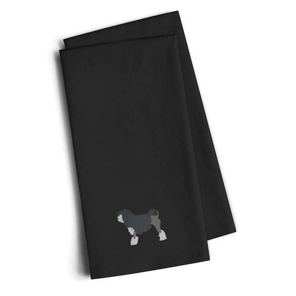 Carolines Treasures Lowchen Black Embroidered Kitchen Towel, Set of 2 - BB3435BKTWE