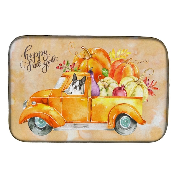 Carolines Treasures Fall Harvest Boston Terrier Dish Drying Mat - CK2610DDM