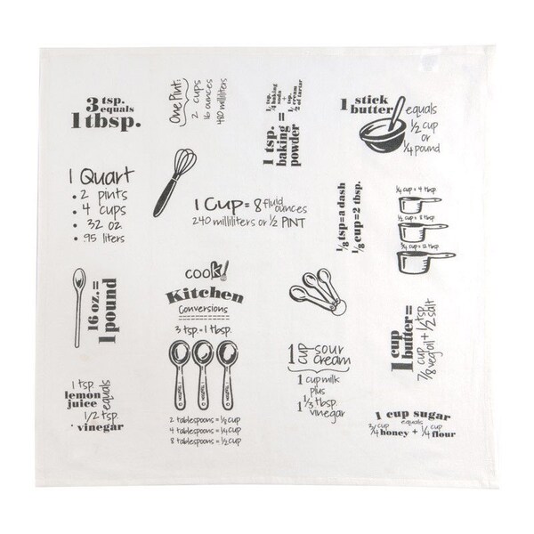 Kay Dee Kay Dee Cooks Kitchen Graphite Cotton Conversions & Equivalents Krinkle Flour Sack Towel 1 pk - R3233