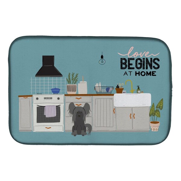 Carolines Treasures 14 x 21 in. Black Chinese Crested Kitchen Scene Dish Drying Mat - CK7816DDM