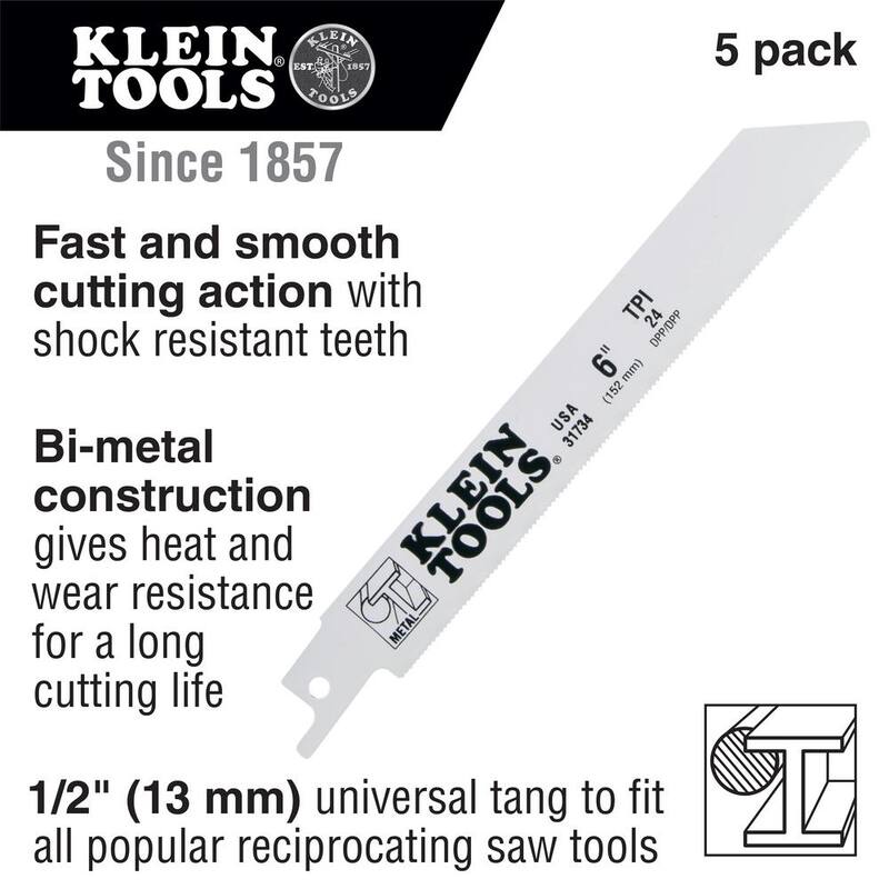 Hojas de sierra reciproca de Klein Tools, 14 TPI, 9 pulgadas, paquete de 5 - 31755