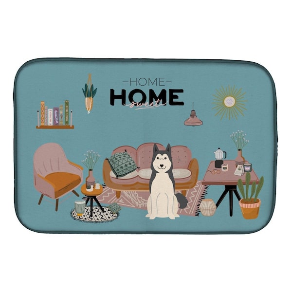 Carolines Treasures 14 x 21 in. West Siberian Laika Spitz Sweet Home Dish Drying Mat - CK7870DDM