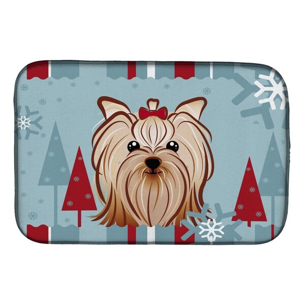 Carolines Treasures Winter Holiday Yorkie Yorkishire Terrier Dish Drying Mat - BB1700DDM