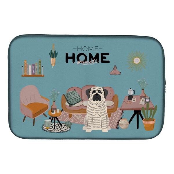 Carolines Treasures 14 x 21 in. White Mastiff Brindle Sweet Home Dish Drying Mat - CK7861DDM