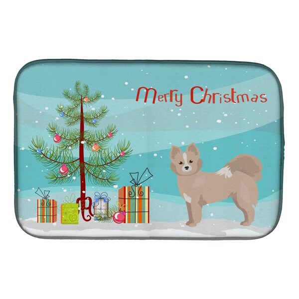 Carolines Treasures Tan Pomchi Christmas Tree Dish Drying Mat - CK3860DDM