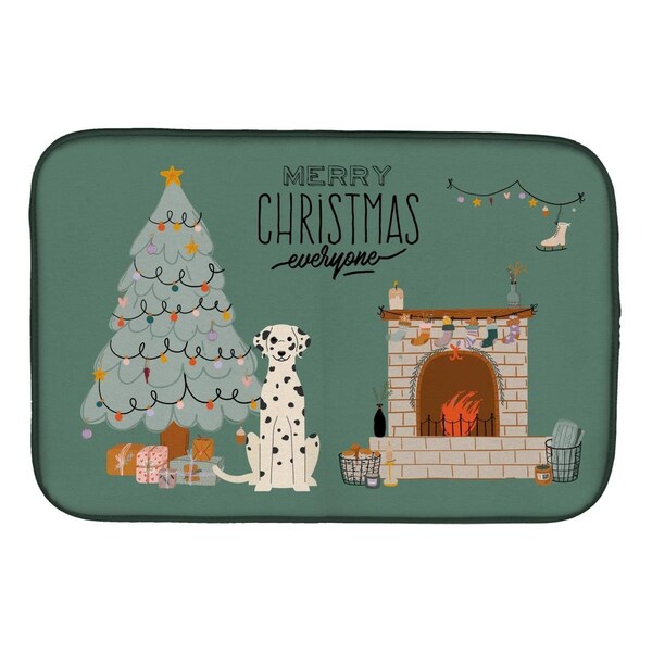 Carolines Treasures 14 x 21 in. Dalmatian Christmas Everyone Dish Drying Mat - CK7660DDM