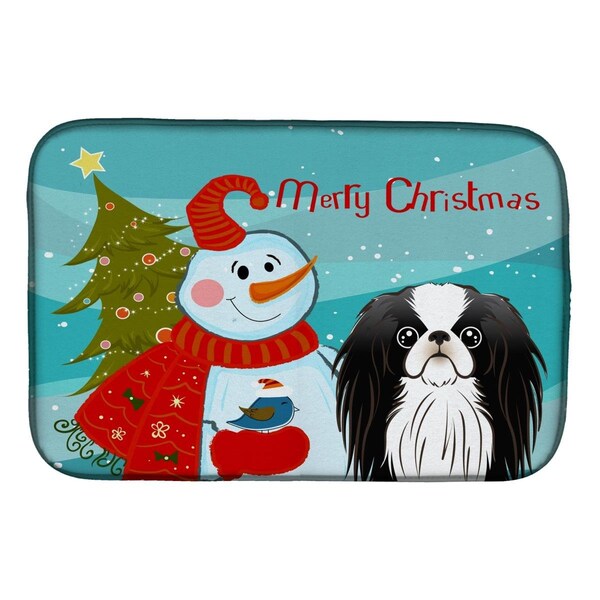 Carolines Treasures Snowman With Japanese Chin Dish Drying Mat - BB1850DDM
