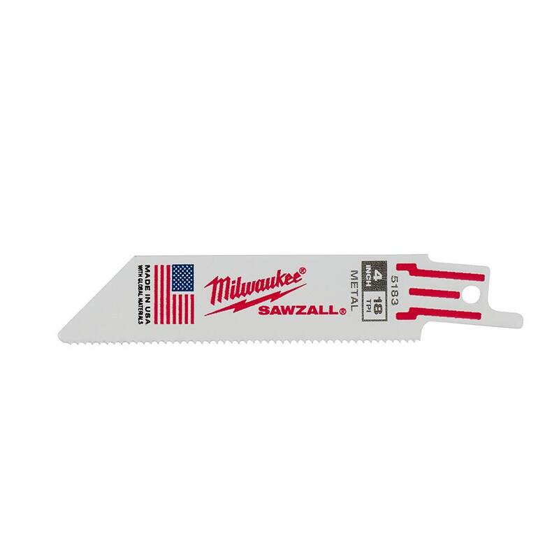 Cuchillas de sierra alternativa Milwaukee de 4 pulgadas y 18 TPI para corte medio de metal (paquete de 5) - 48-00-5183