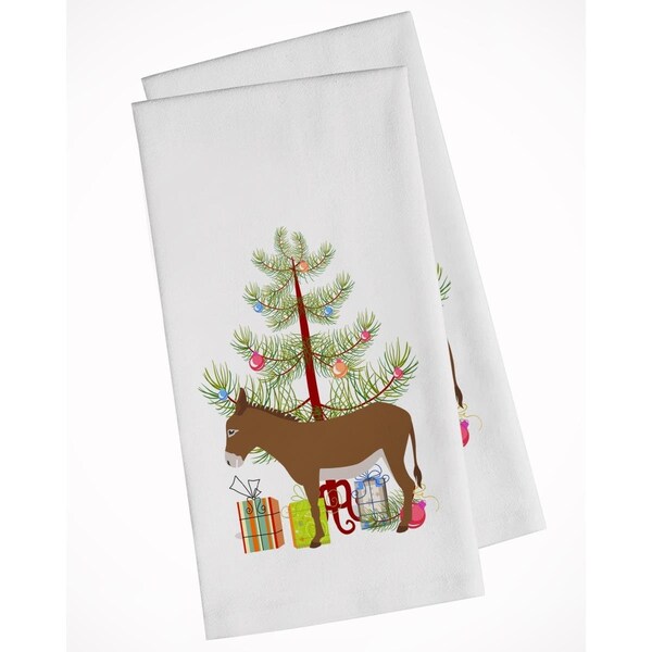 Carolines Treasures Cotentin Donkey Christmas White Kitchen Towel, 2PK - BB9216WTKT
