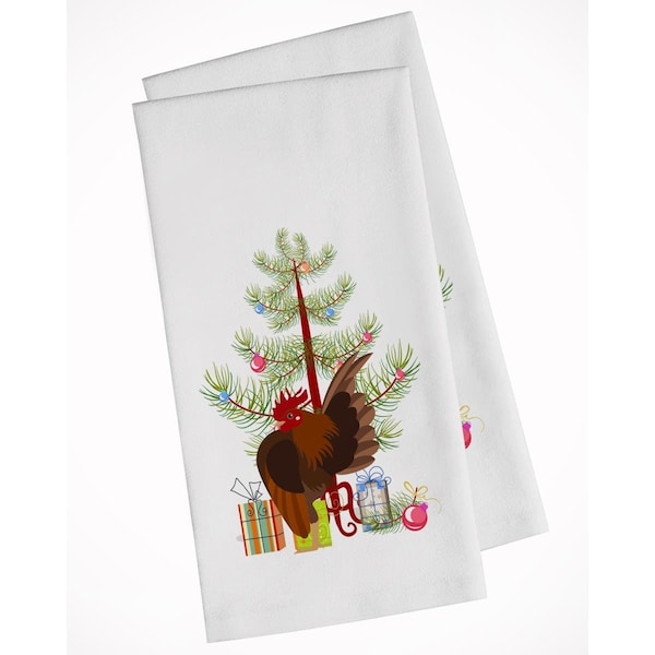 Carolines Treasures Malaysian Serama Chicken Christmas White Kitchen Towel, 2PK - BB9209WTKT