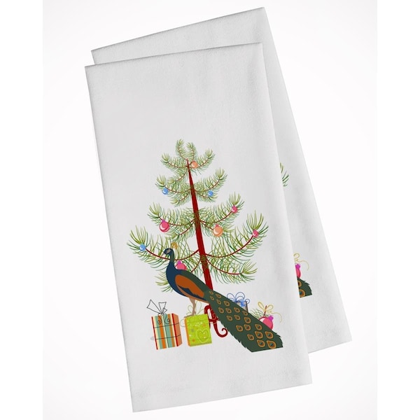 Carolines Treasures Indian Peacock Peafowl Christmas White Kitchen Towel, 2PK - BB9292WTKT